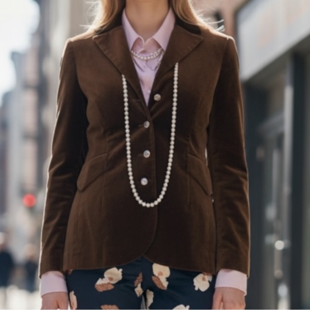 Vintage 60s 70s Patty Woodard Cotton Velvet Blazer Coppery Brown SZ 11/12
